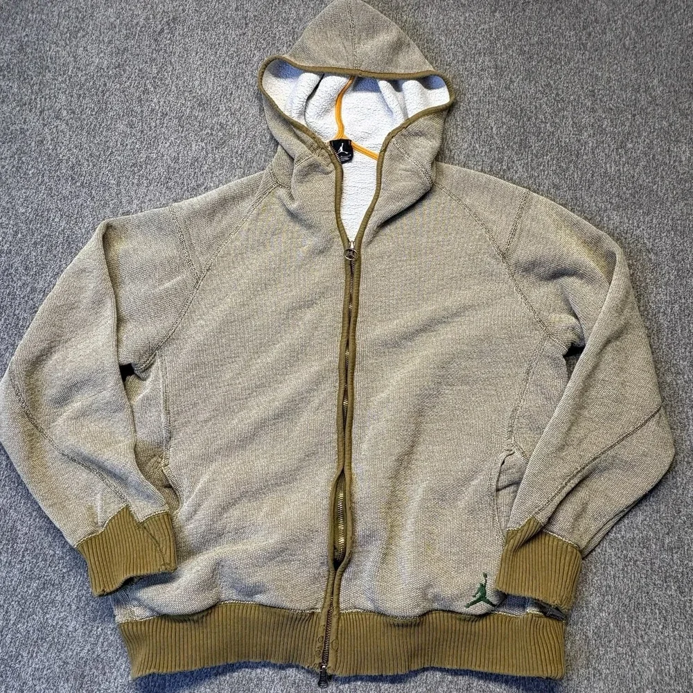 Vintage Nike Jordan Heavyweight Full-Zip Hoodie Men's L Y2K Distressed Comfy